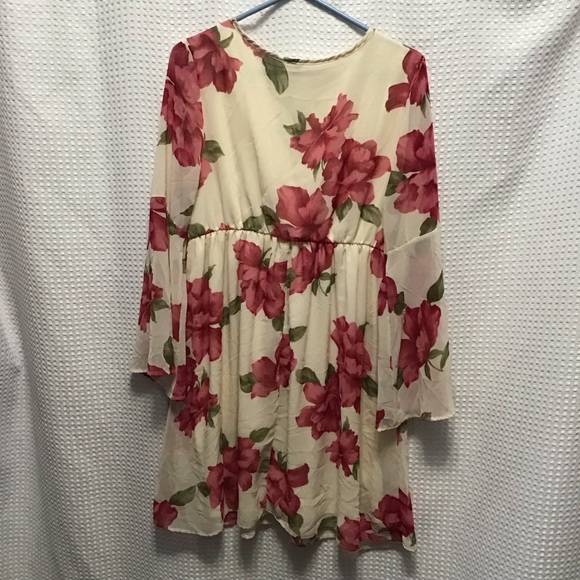 PinkBlush Cream V-Neck Dress - Picture 4 of 6